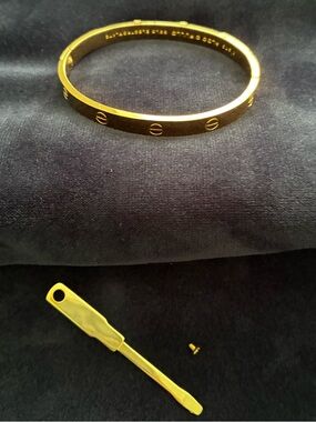 1970 Aldo Cipullo gold electroplated Love Bangle with Matching Screwdriver
